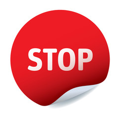 Red vector sticker text STOP