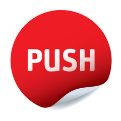 Red vector sticker text PUSH