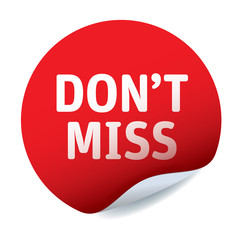 Red vector sticker text DON'T MISS