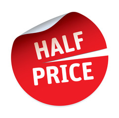 Red vector sticker HALF PRICE