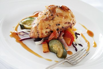roast chicken plated meal