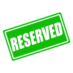 Reserved white stamp text on green background