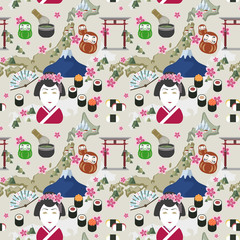 seamless pattern with traditional japan culture representative t