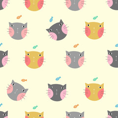 hand drawn cat seamless background