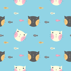 hand drawn cat seamless background