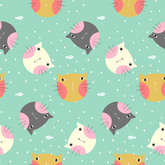 hand drawn cat seamless background