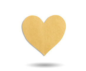Brown paper heart on white background