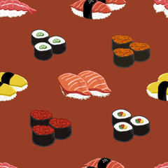 attractive sushi collection set seamless background