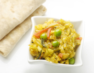 Yummy roti with cabbage curry