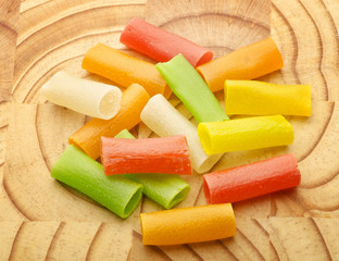 Colorful row fryums