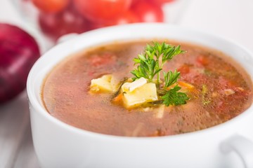 Appetizer, bowl, broth.
