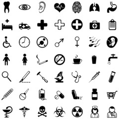 Vector set of 49 medical icons