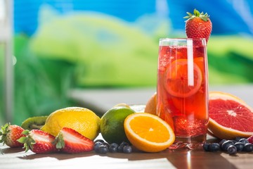 Sangria, drink, fruit.