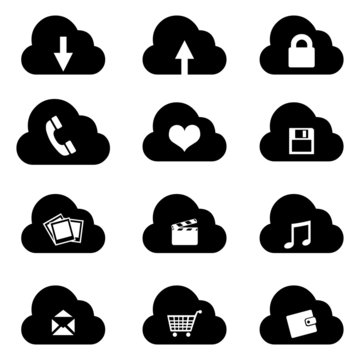 Vector Set of Cloud Icons with Different Conceptions