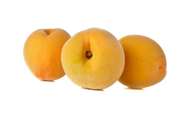 ripe peach on white background