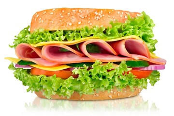 Sandwich, ham, food.