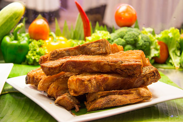 Freshly baked crispy pork belly