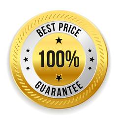 Gold best price badge on white background