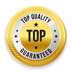 Gold top quality badge on white background