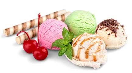 Ice Cream, Gelato, Sweet Sauce.