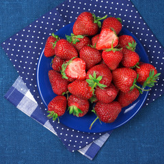 Strawberries in blue plate