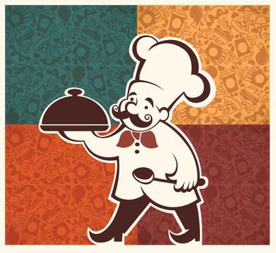 american fastfood pattern and cartoon chef image