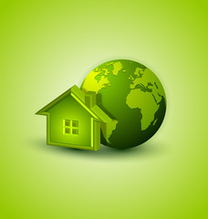Earth and house icon