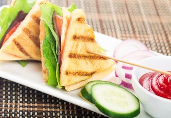 Panini, sandwich, toast.