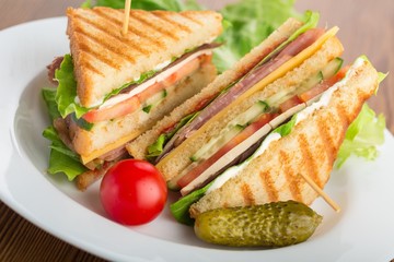 Sandwich, club, closeup.