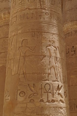 Karnak Temple column with Ancient Egyptian hieroglyphs