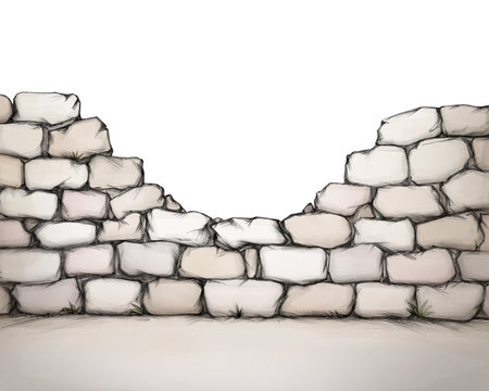 Kaputte Natursteinmauer