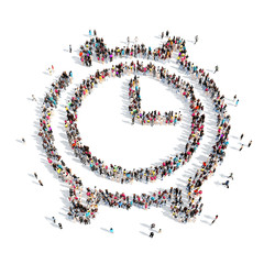 people in the shape of clock.