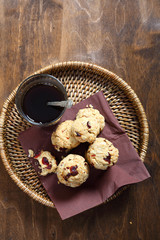 Coffee and cookies with cranberries