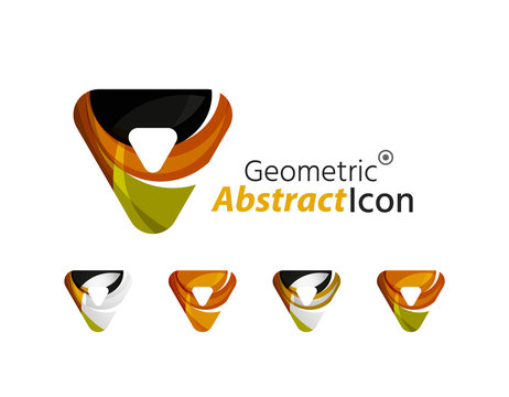 Set of abstract geometric company logo triangles, arrows