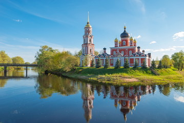 Cathedral of Transfiguration on river Polist in ancient Russian city of Staraya Russa