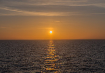 Background, Sunset view at Baltic Sea from cruise. 