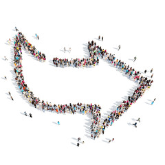 People in the form of arrows.