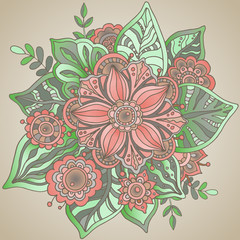 Beautiful hand drawn vector flower in vintage style.