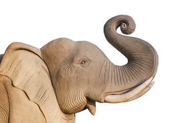Elephant statue, Isolated on white background