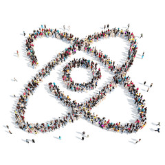 people in the shape of globe.