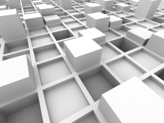 Abstract White Cube Blocks Structure Background
