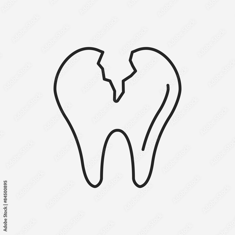 Poster dentist tooth line icon