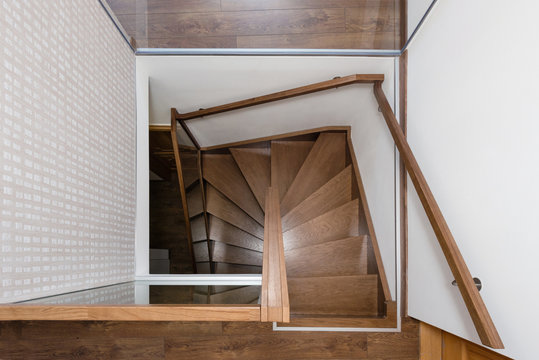 stairway from above in a modern apartment
