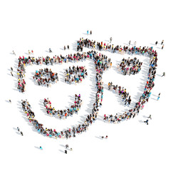 people in the shape of masks.