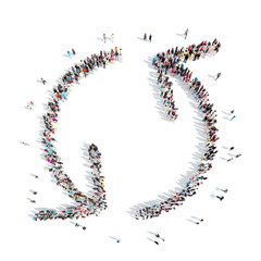 People in the form of arrows.