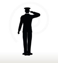 army general silhouette with hand gesture saluting