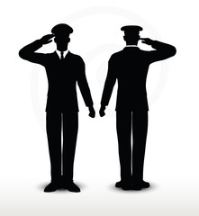 army general silhouette with hand gesture saluting