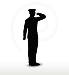 army general silhouette with hand gesture saluting