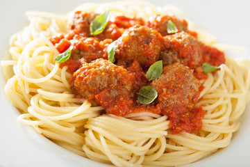 spaghetti with meatballs in tomato sauce