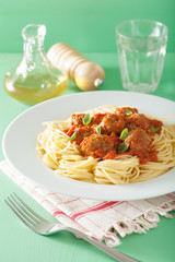 spaghetti with meatballs in tomato sauce
